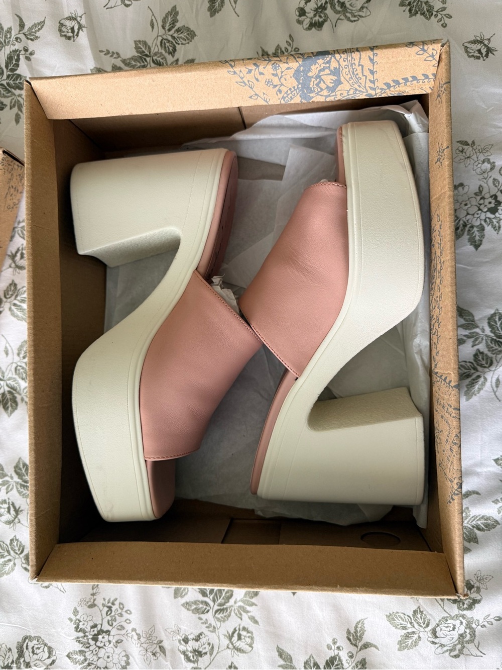 Free People Zoe Pink/Natural Platform Block Heel Sandals